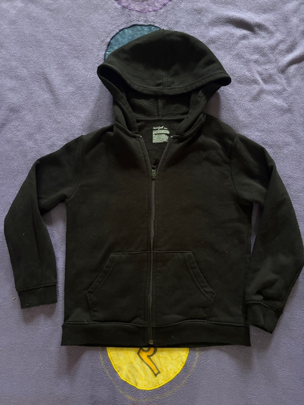 Cat and jack Kids Black Zip-Up Hoodie Sweatshirt 6/7 unisex